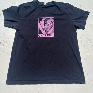 Men's Chat Pile T-Shirt Black Spell-Out L OKC Screamo Rock Hardcore Emo Music